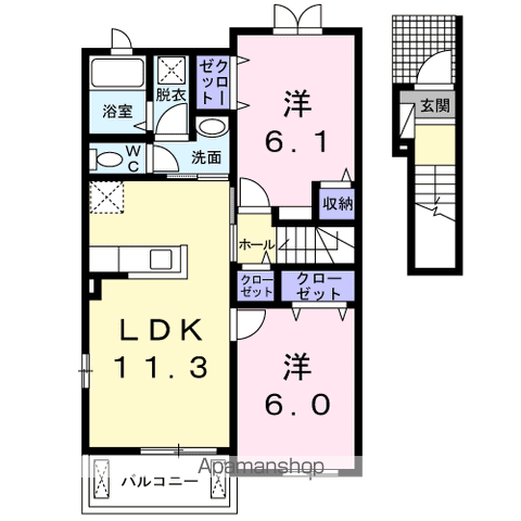 カルム3(2LDK/2階)の間取り写真