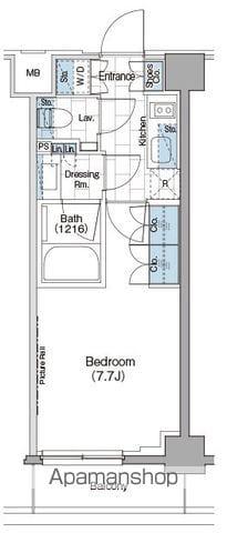 ザ・パークハビオ新宿(1K/1階)の間取り写真