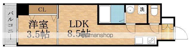 COURT EST都島(1LDK/2階)の間取り写真