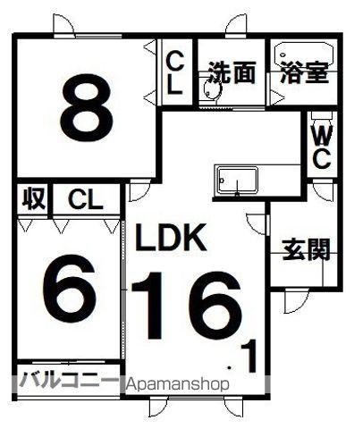 GEOⅡ(2LDK/2階)の間取り写真