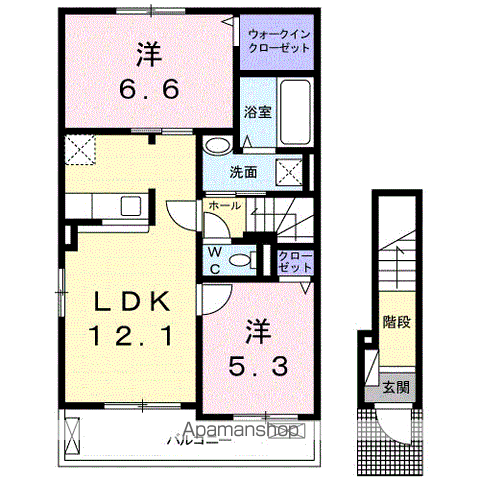 りりあん Ⅲ(2LDK/2階)の間取り写真