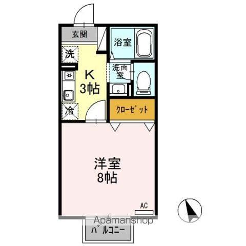 セゾンけやき(1K/2階)の間取り写真