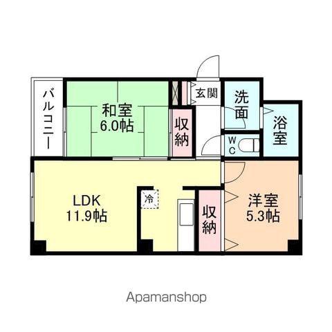 ベルトピア富山1(2LDK/7階)の間取り写真