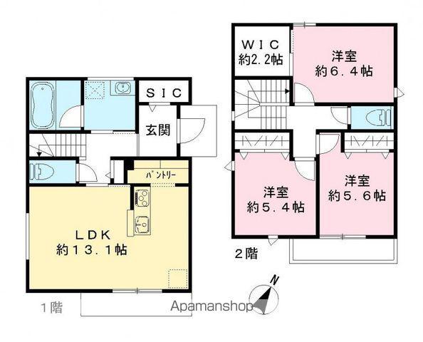 京成電鉄松戸線 元山駅(千葉) 徒歩9分 2階建 新築(3LDK)の間取り写真