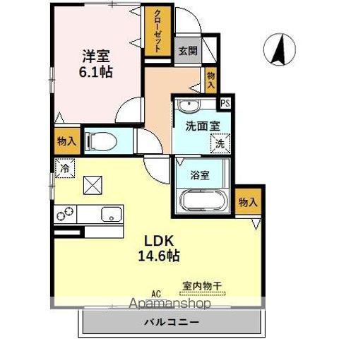 セジュールウィット松ノ木(1LDK/1階)の間取り写真