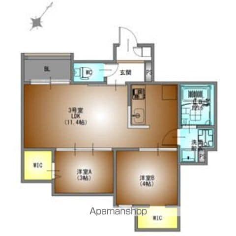 REGALESTルミナス黄金(2LDK/1階)の間取り写真