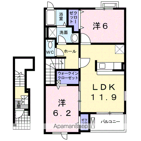 ブリッサ宮B(2LDK/2階)の間取り写真