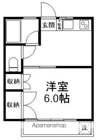 高根公団ハイツ(1K/2階)の間取り写真