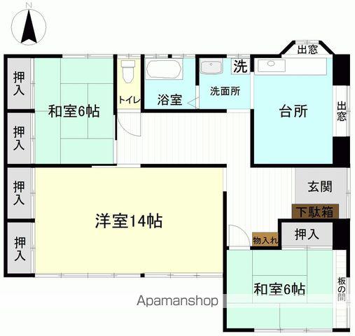 常磐線 いわき駅 バス乗車時間:31分 郷ヶ丘南バス停で下車 徒歩7分 1階建 築37年(3DK)の間取り写真