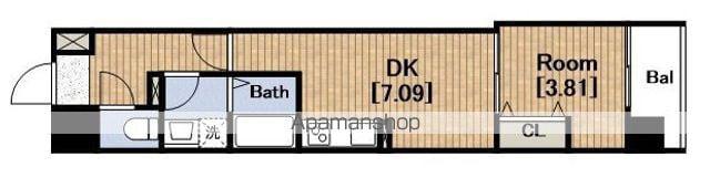 アリヴィス新町(1DK/7階)の間取り写真