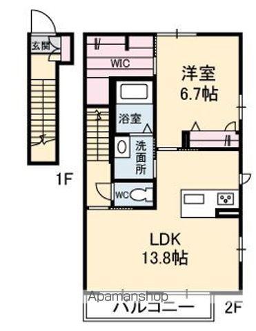カーサ大町Ⅰ(1LDK/2階)の間取り写真