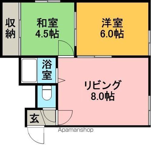 ふじ井MS(2DK/2階)の間取り写真