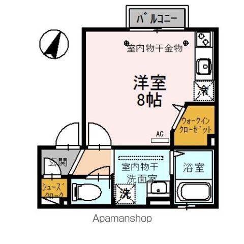 N・D-ROOM Ⅲ(ワンルーム/2階)の間取り写真