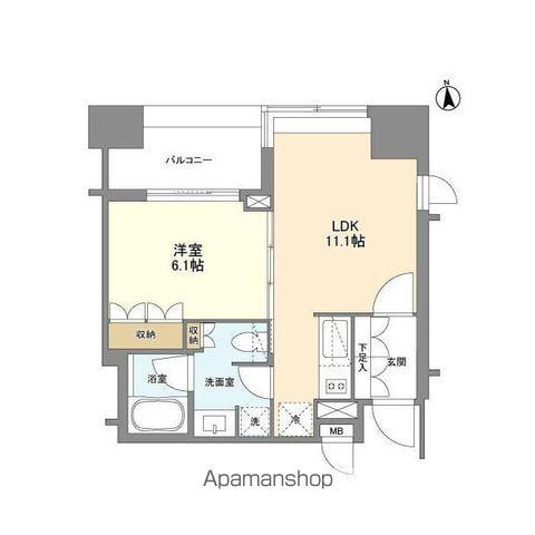 LASANTE 麻布十番(1LDK/10階)の間取り写真