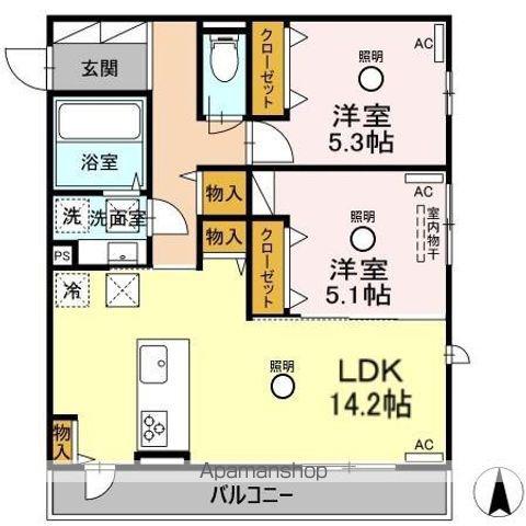 サニーヒルⅡ(2LDK/1階)の間取り写真