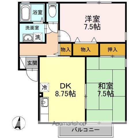 ロイヤルウイング B棟(2DK/2階)の間取り写真