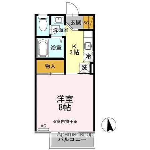 カサ・デ・サチ(1K/2階)の間取り写真