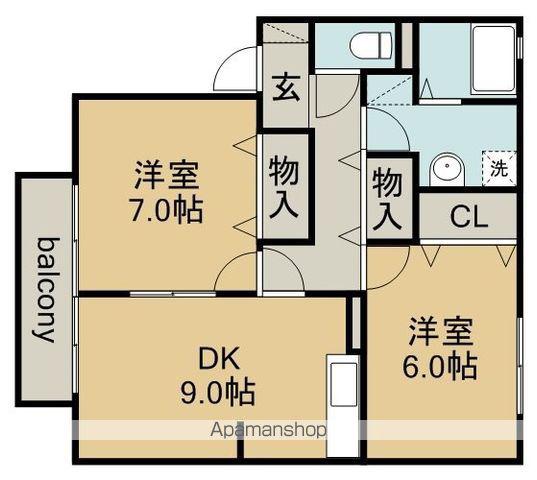 サンパティーク(2DK/1階)の間取り写真
