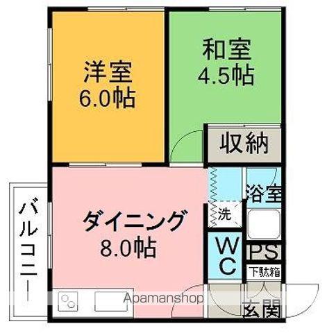 栄徳ハイツ(2DK/4階)の間取り写真
