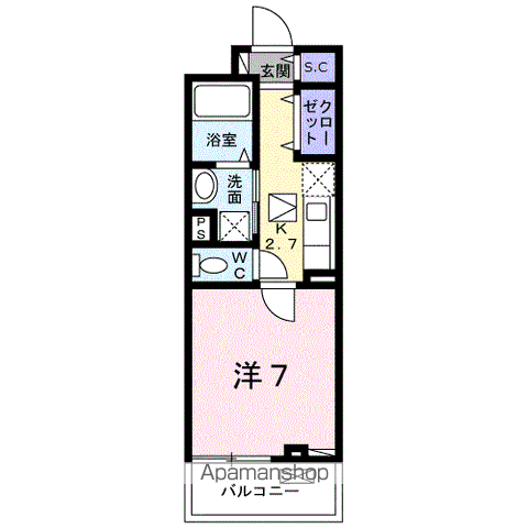 サニーコート末武(1K/1階)の間取り写真