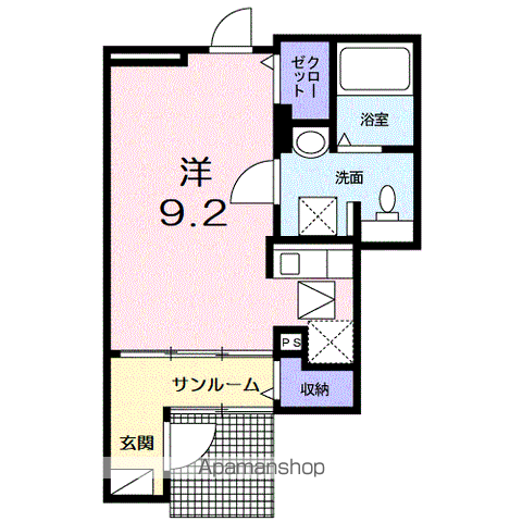 レイクサイド・WIN(ワンルーム/1階)の間取り写真