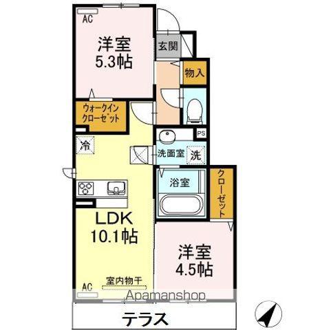 ジュネスⅢ(2LDK/1階)の間取り写真
