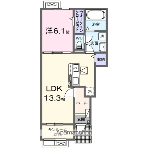 ニューライズ・М(1LDK/1階)の間取り写真