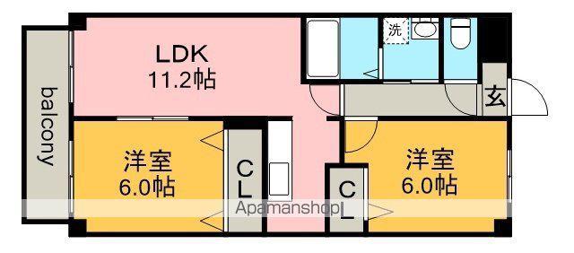 サンライズ勝川(2LDK/1階)の間取り写真