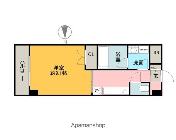 ウエストパーク支倉(1K/9階)の間取り写真