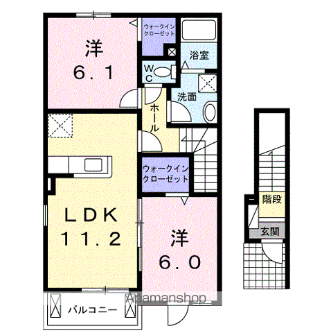 レジデンス昭和町Ⅰ(2LDK/2階)の間取り写真
