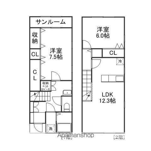 ペット同居型フィナールレシデンシア(2LDK/1階)の間取り写真