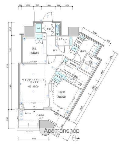 パークタワー勝どき サウス棟(2LDK/45階)の間取り写真