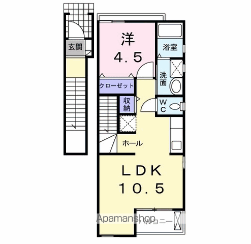 ヴィラ・ビートル(1LDK/2階)の間取り写真