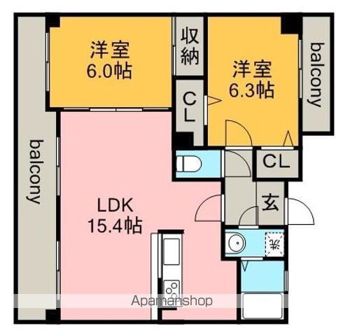 ヴィラ・エスポワール(2LDK/2階)の間取り写真