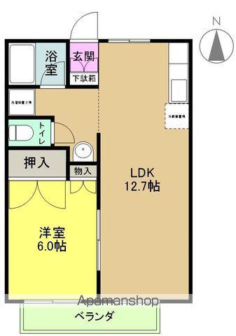 マンションハウスパートⅢ(1LDK/2階)の間取り写真