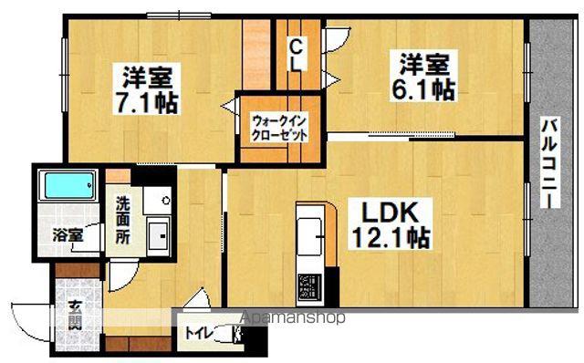 GRANDIR ウエスト(2LDK/3階)の間取り写真