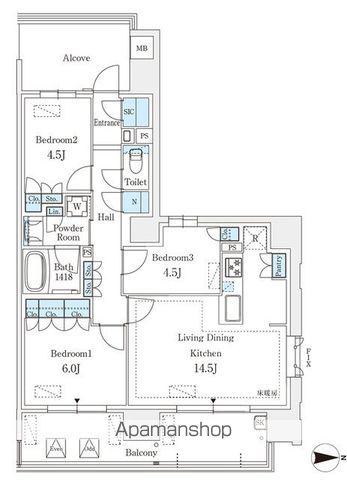 GRANPASEO丸の内(3LDK/6階)の間取り写真
