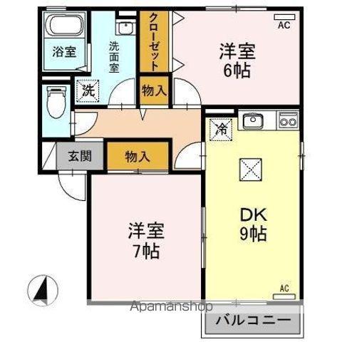 ロイヤルガーデンコートB棟(2DK/1階)の間取り写真