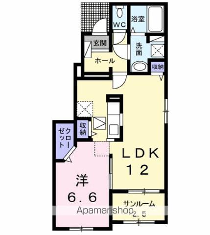 Nゲート Ⅸ(1LDK/1階)の間取り写真
