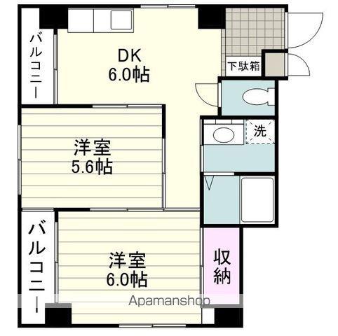 重信ビル(2DK/2階)の間取り写真