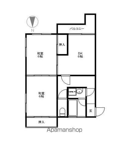 コーポ荒井(2DK/3階)の間取り写真