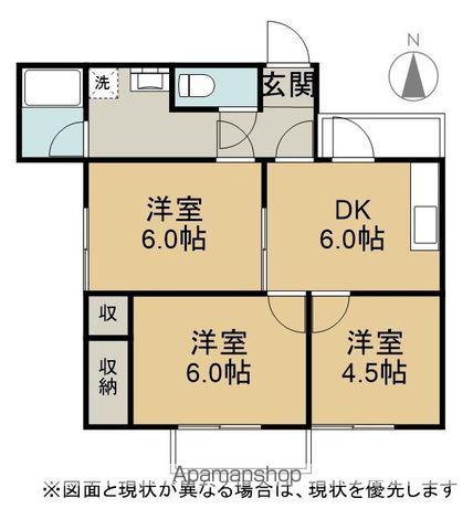 ハイツウイング金子(3DK/3階)の間取り写真