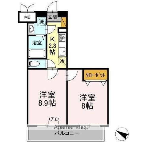 アーバンシャトー千葉中央(2K/6階)の間取り写真