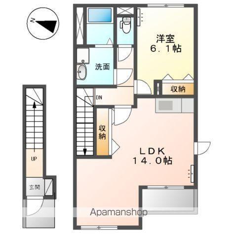ルネサンス(1LDK/2階)の間取り写真