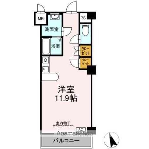 フェリオ甲府上石田(ワンルーム/6階)の間取り写真