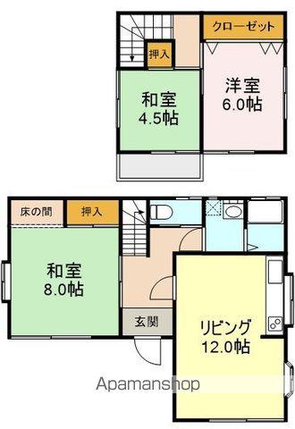 宇部線 宇部岬駅 徒歩11分 2階建 築43年(3LDK)の間取り写真