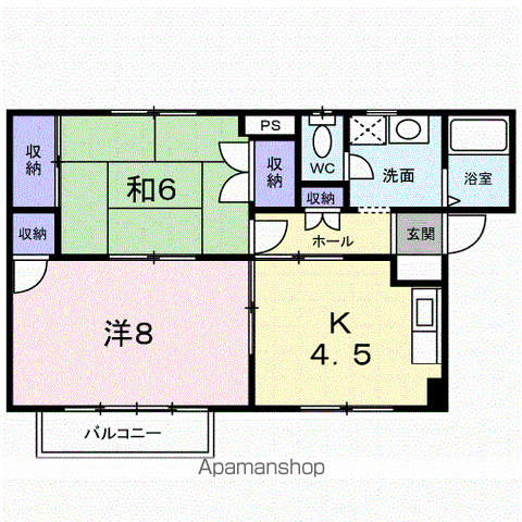 ケンハウスグランシャリオ(2K/2階)の間取り写真