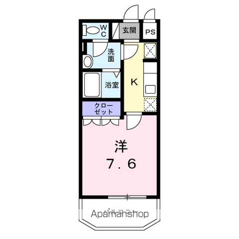 プロヴァンス吉岡(1K/1階)の間取り写真
