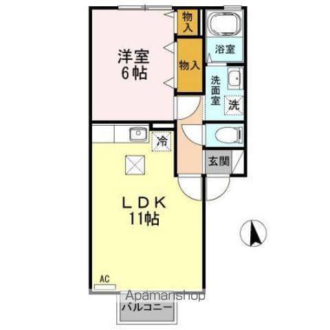 夢 弐番館(1LDK/1階)の間取り写真