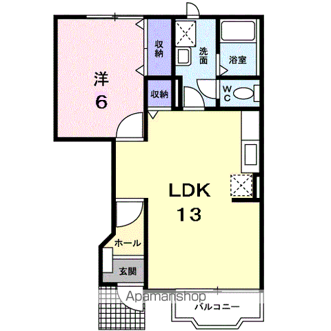 パレ・ノールⅠ(1LDK/1階)の間取り写真